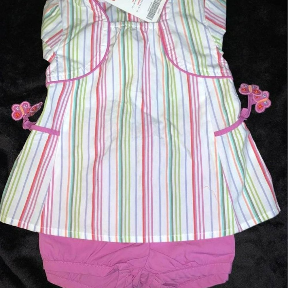 New Gymboree 2T Girls Tea Garden Stripe Butterfly Bloomer Set Baby Girl